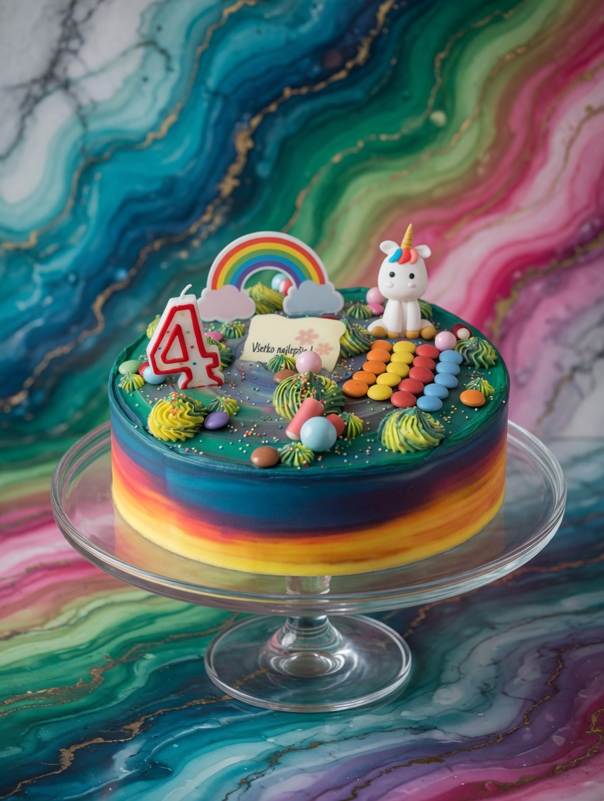 Dúhová torta s jednorožcom