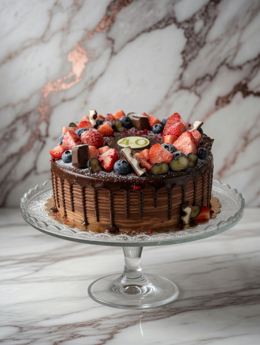Fantastická čokoládová torta s ovocím