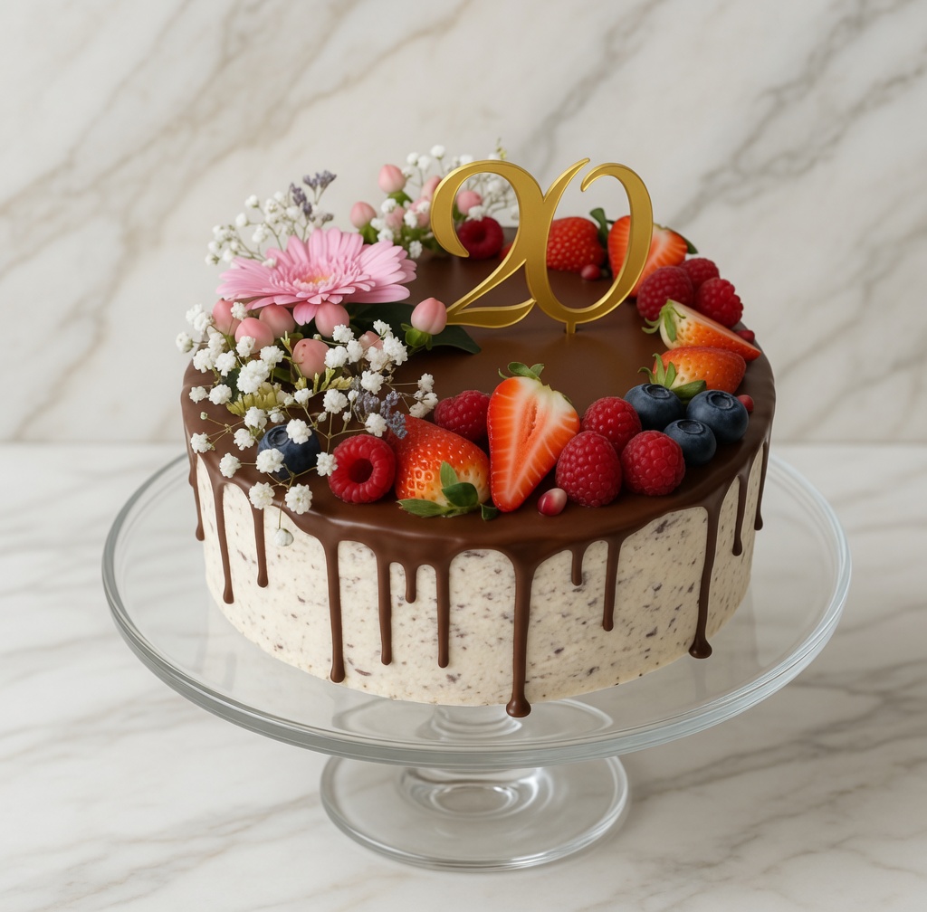 Torta k narodeninám s kvetmi